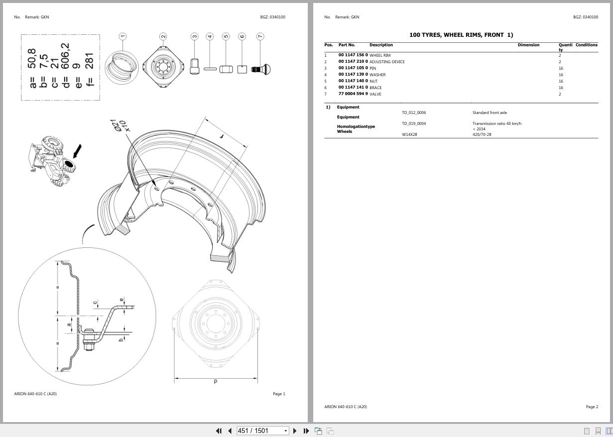 CLAAS ARION 640 610 C A2000050 A2099999 Spare Parts Catalog (2)