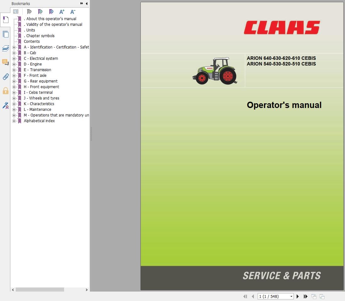 CLAAS ARION 640 630 620 610 600 (A19) Assembly Operators Repair Technical Manual (2)