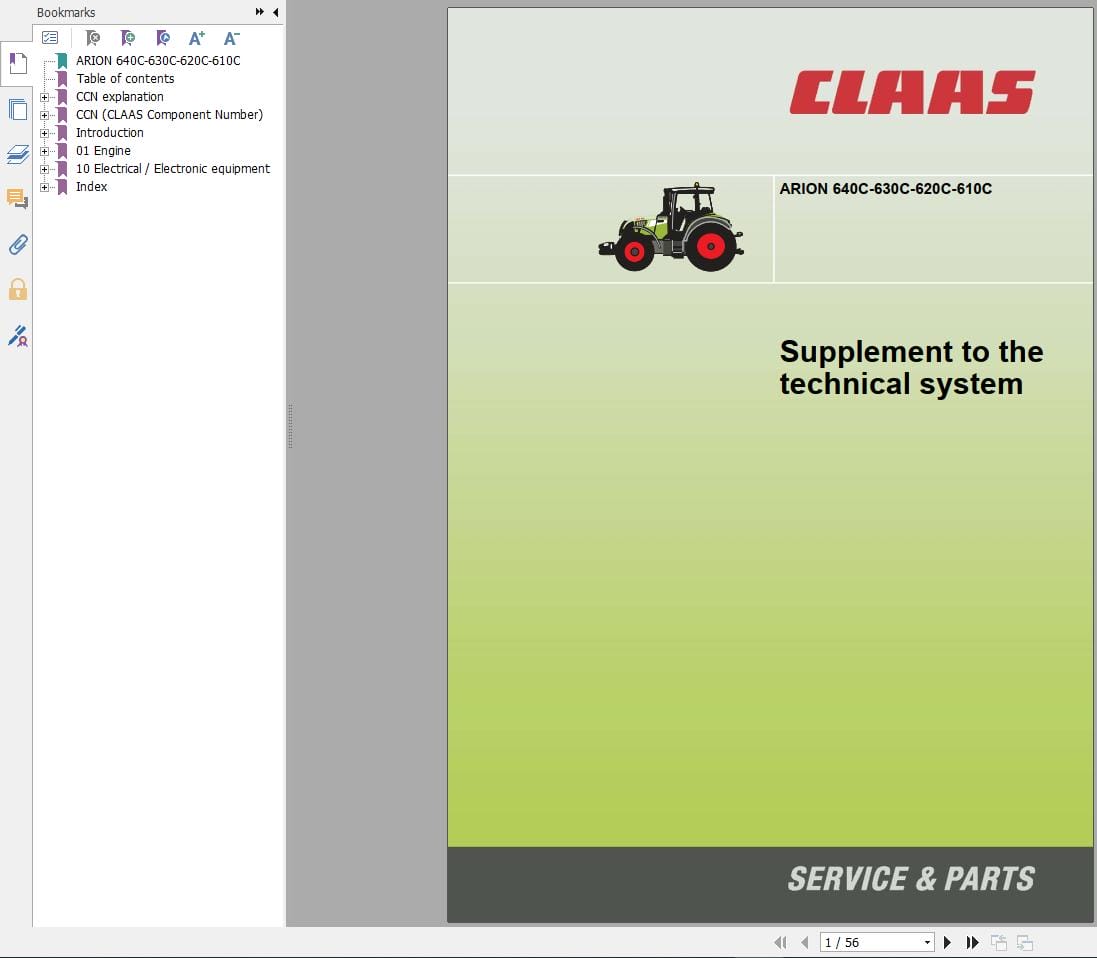 CLAAS ARION 640C 630C 620C 610C (A20) Assembly Operators Repair Technical Manual (1)