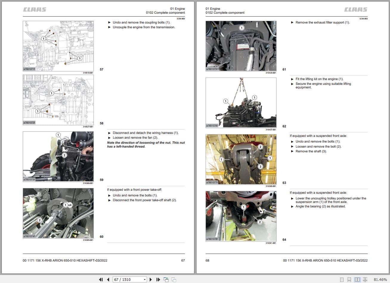 CLAAS ARION 650 610 HEXA Stage V (A96) Assembly Operators Repair Technical Manual (4)