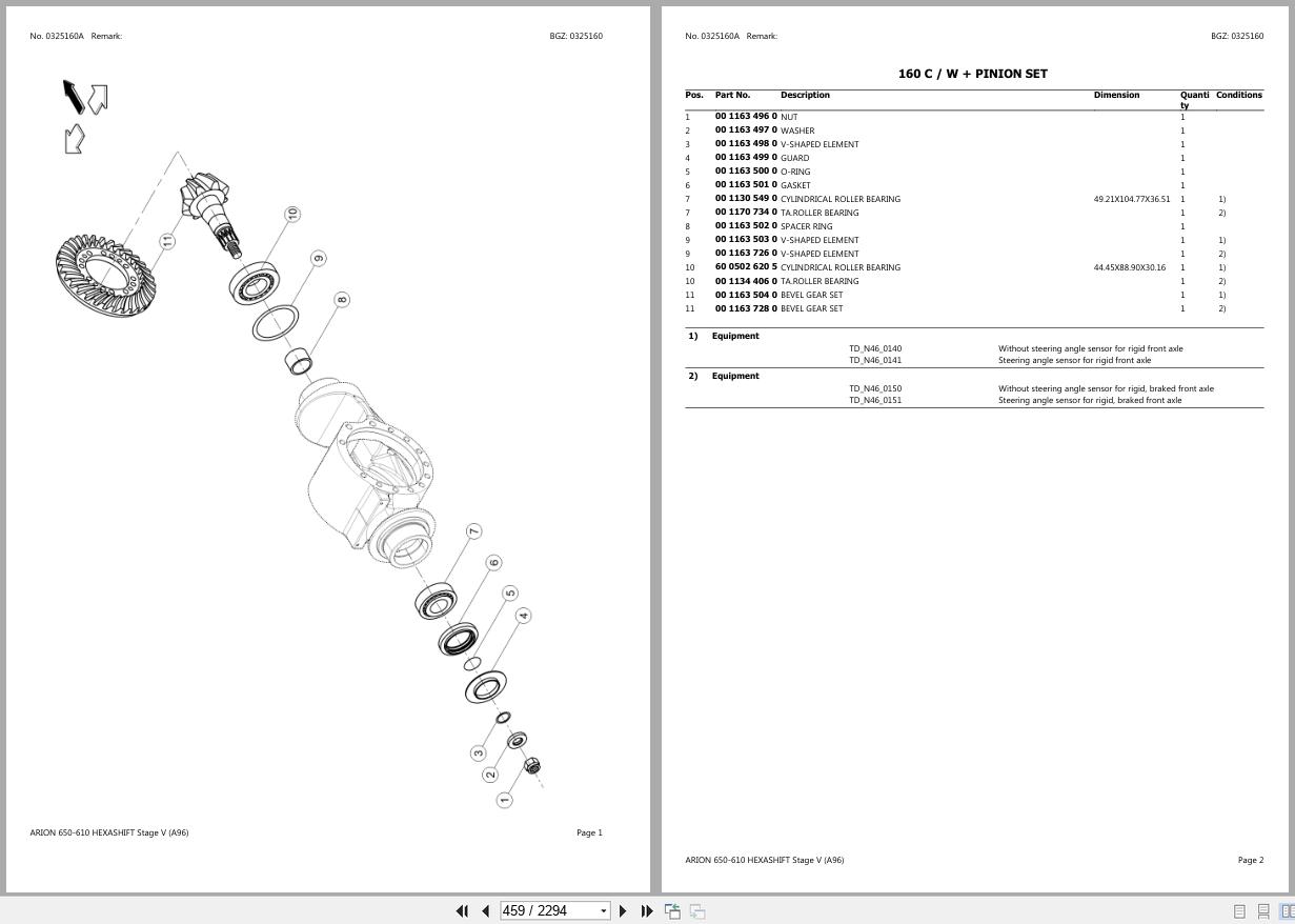 CLAAS ARION 650 610 HEXASHIFT Stage V A96 A9600050 A9609999 Spare Parts Catalog (2)