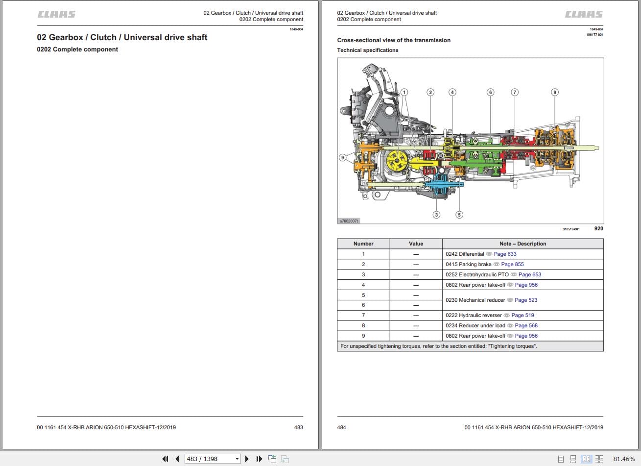 CLAAS ARION 650 610 Stage IV HEXA (A76) Assembly Operators Repair Technical Manual (4)