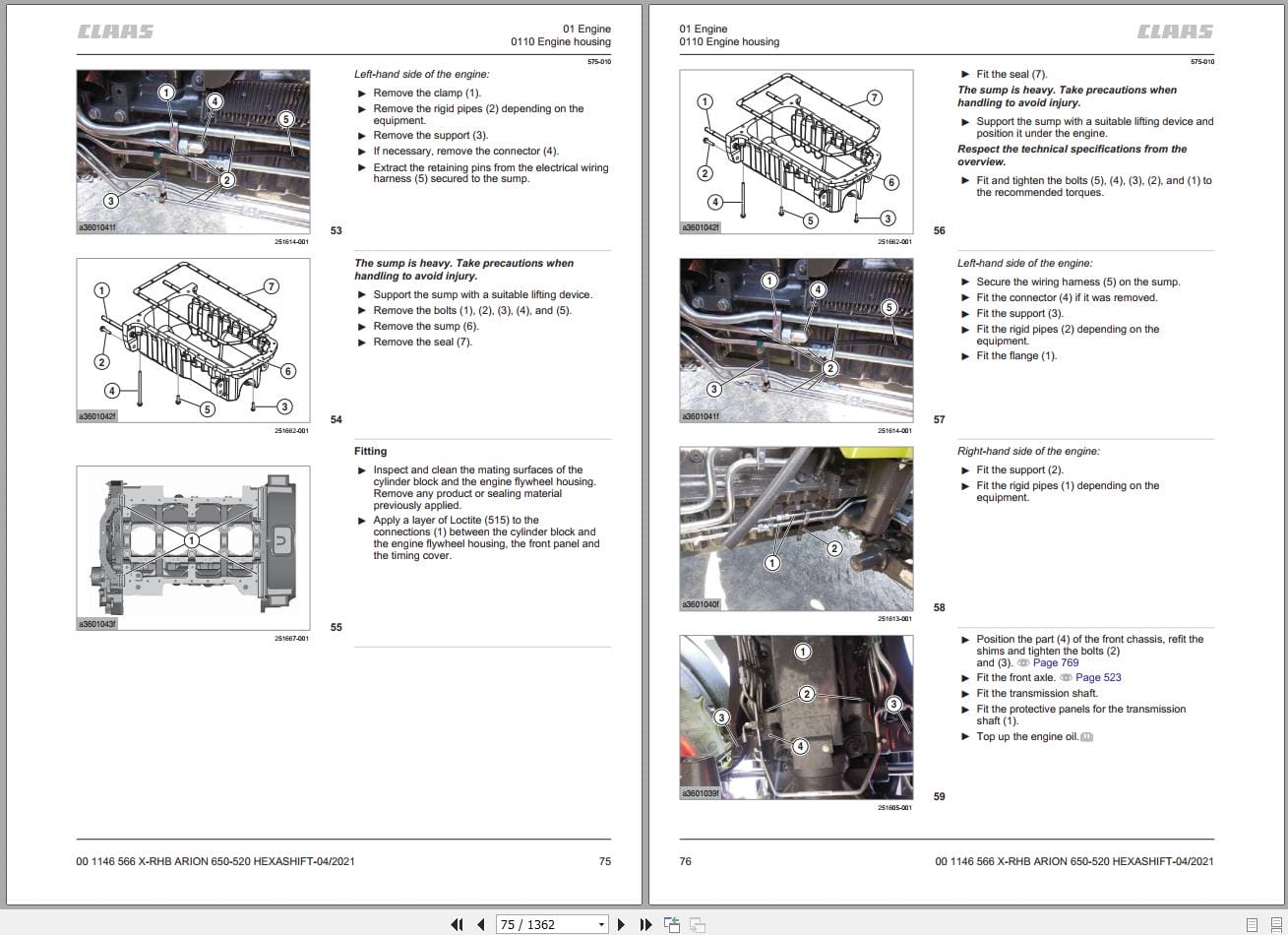 CLAAS ARION 650 620 HEXASHIFT (A36) Assembly Operators Repair Technical Manual (4)