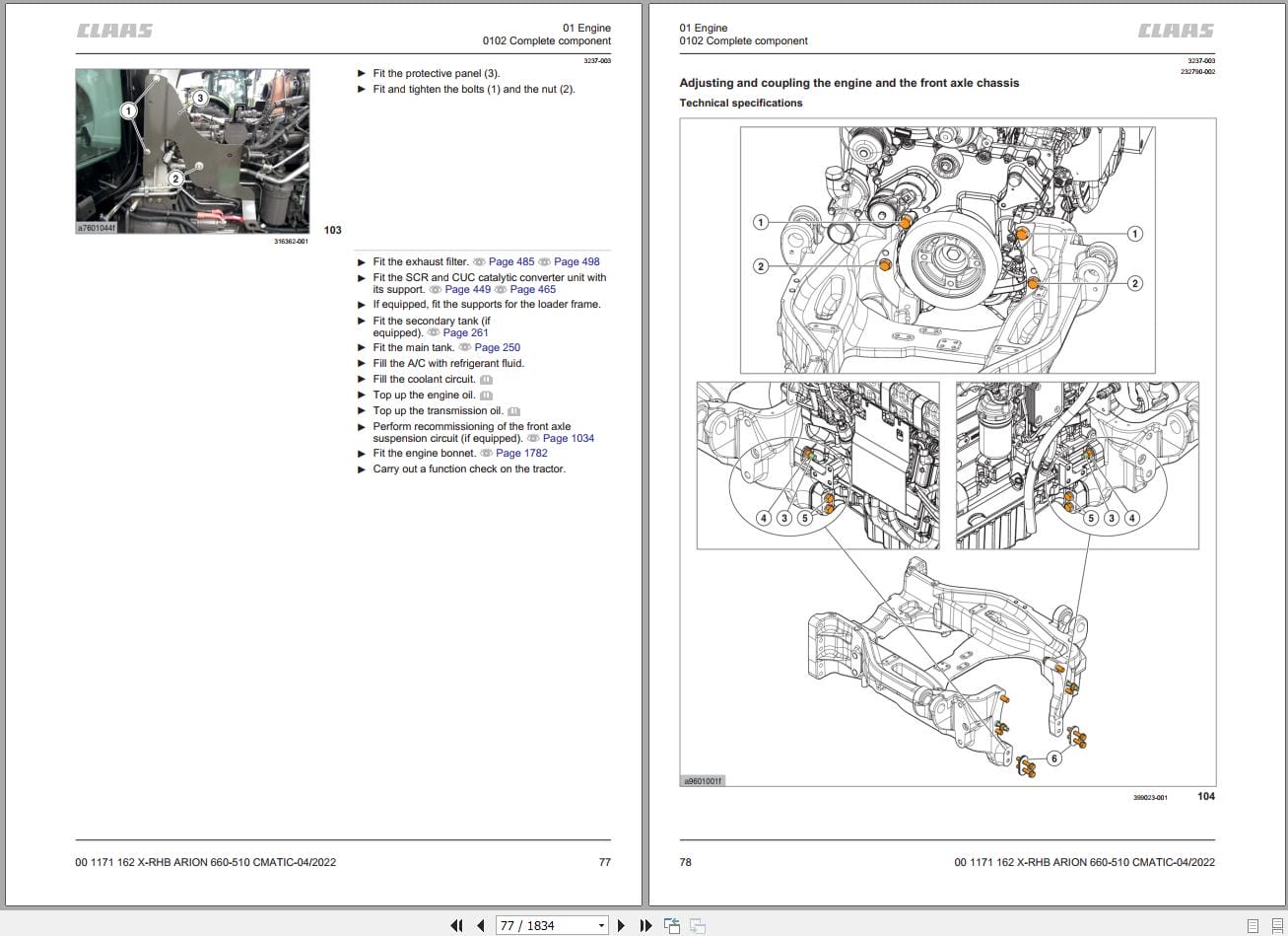 CLAAS ARION 660 610 CMATIC Stage V (A97) Assembly Operators Repair Technical Manual (4)