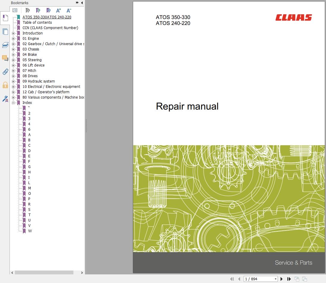 CLAAS ATOS 240 220 (A78) Assembly Operators Repair Technical Manual (2)