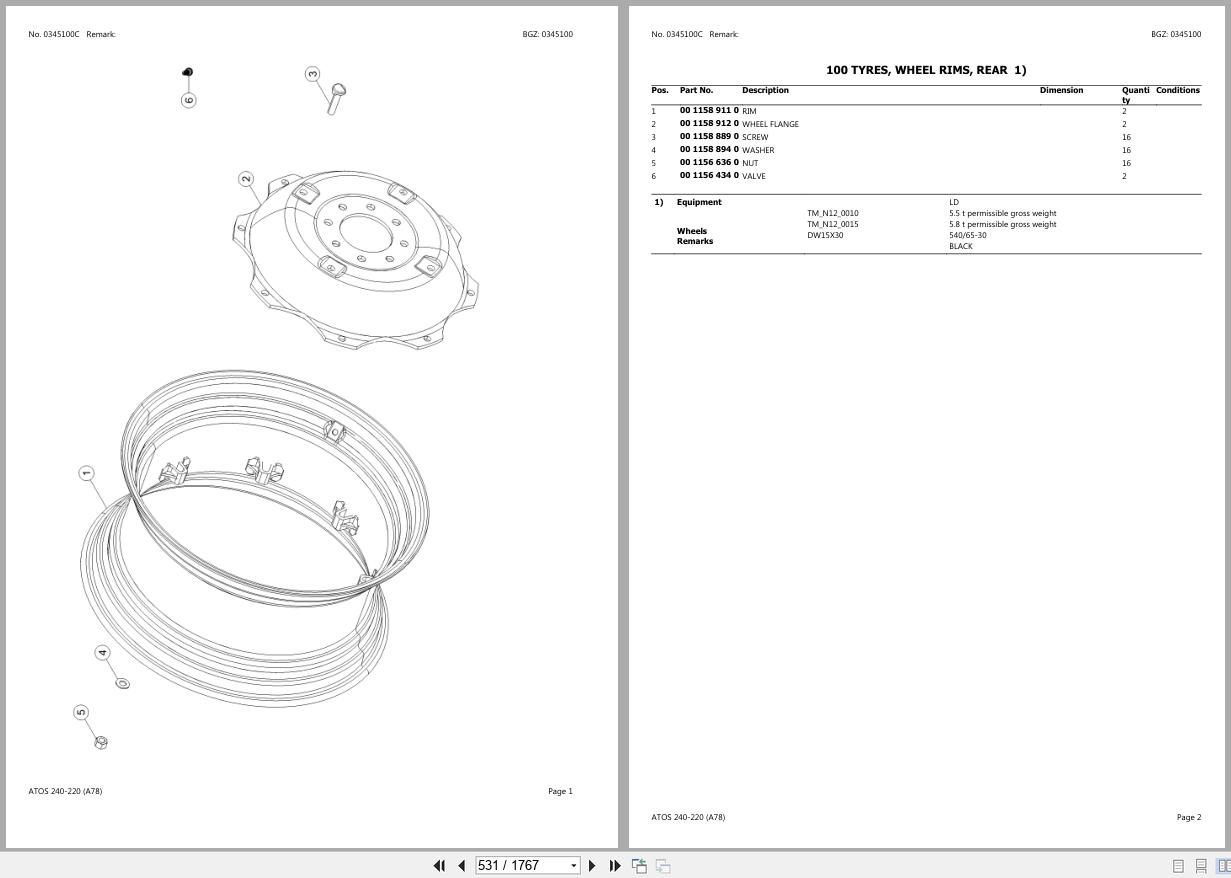 CLAAS ATOS 240 220 A7800001 A7809999 Spare Parts Catalog (2)