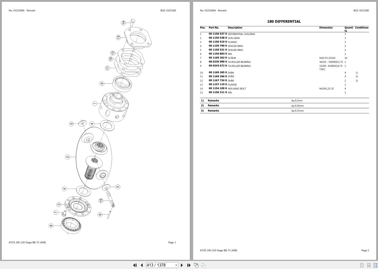CLAAS ATOS 240 220 Stage IIIb T2 A9800001 A9809999 Spare Parts Catalog (2)