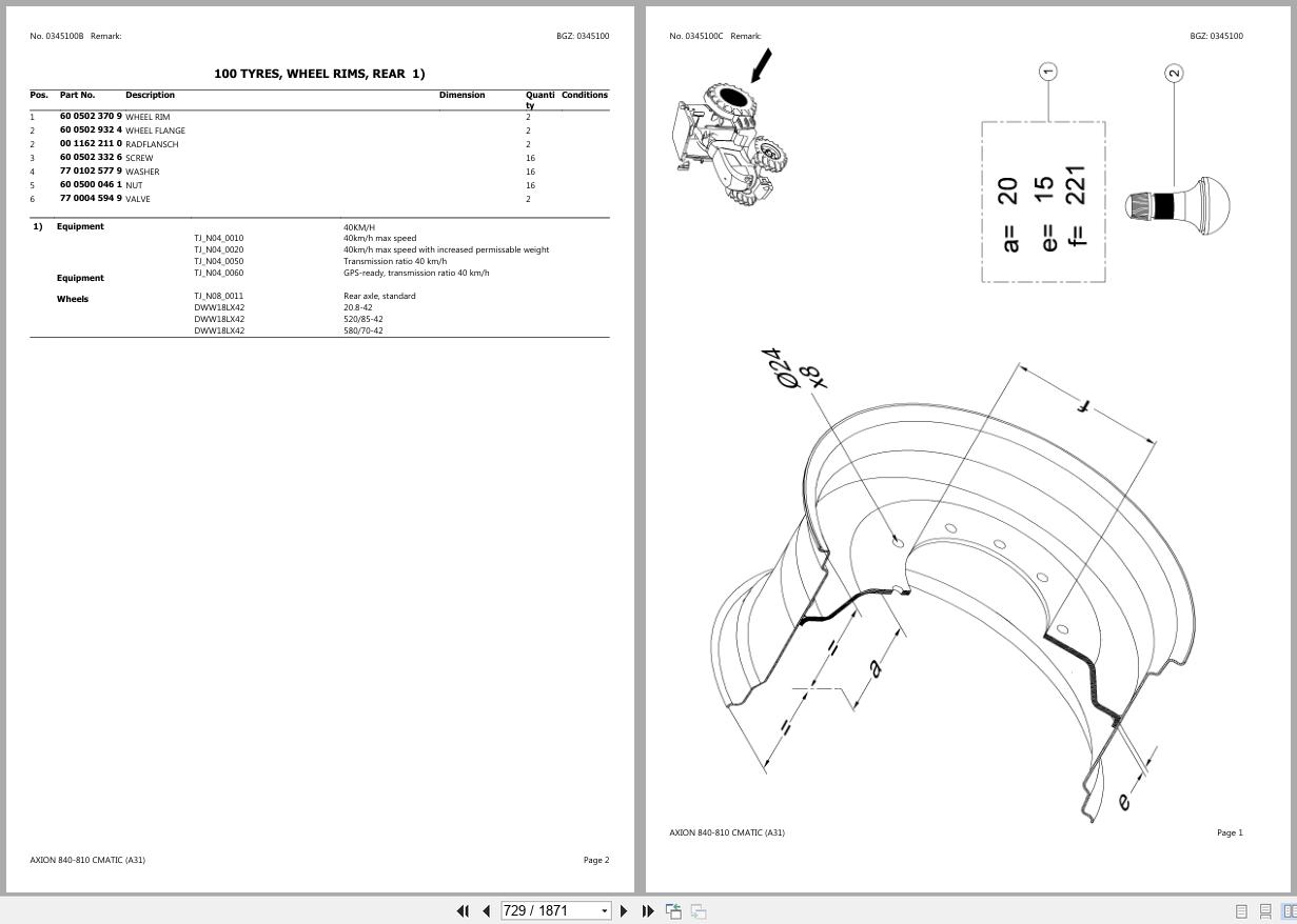 CLAAS AXION 840 810 CMATIC A31 A3100050 A3199999 Spare Parts Catalog (2)