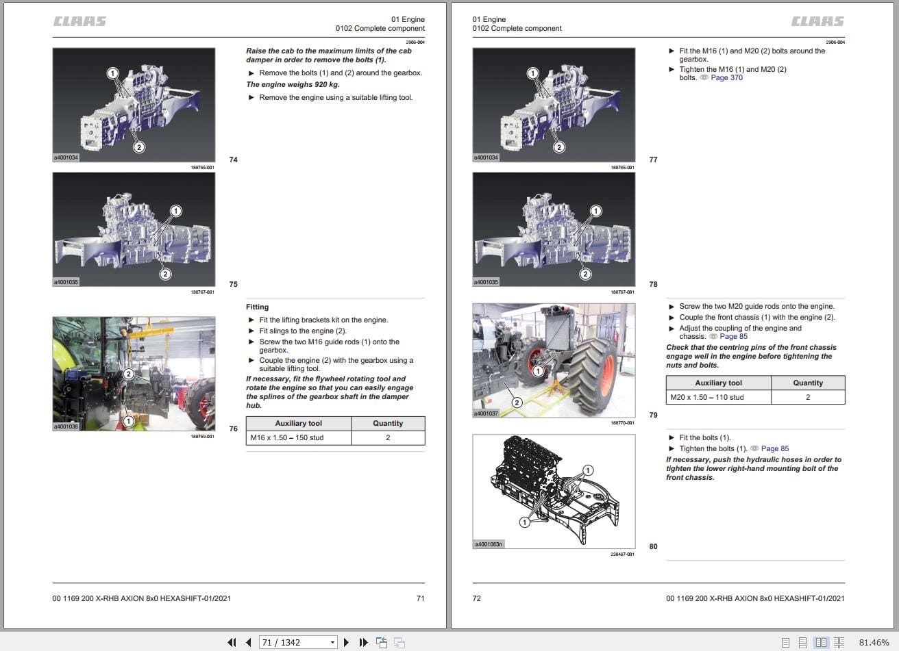 CLAAS AXION 850 800 HEXA Stage V (A50) Assembly Operators Repair Technical Manual (4)