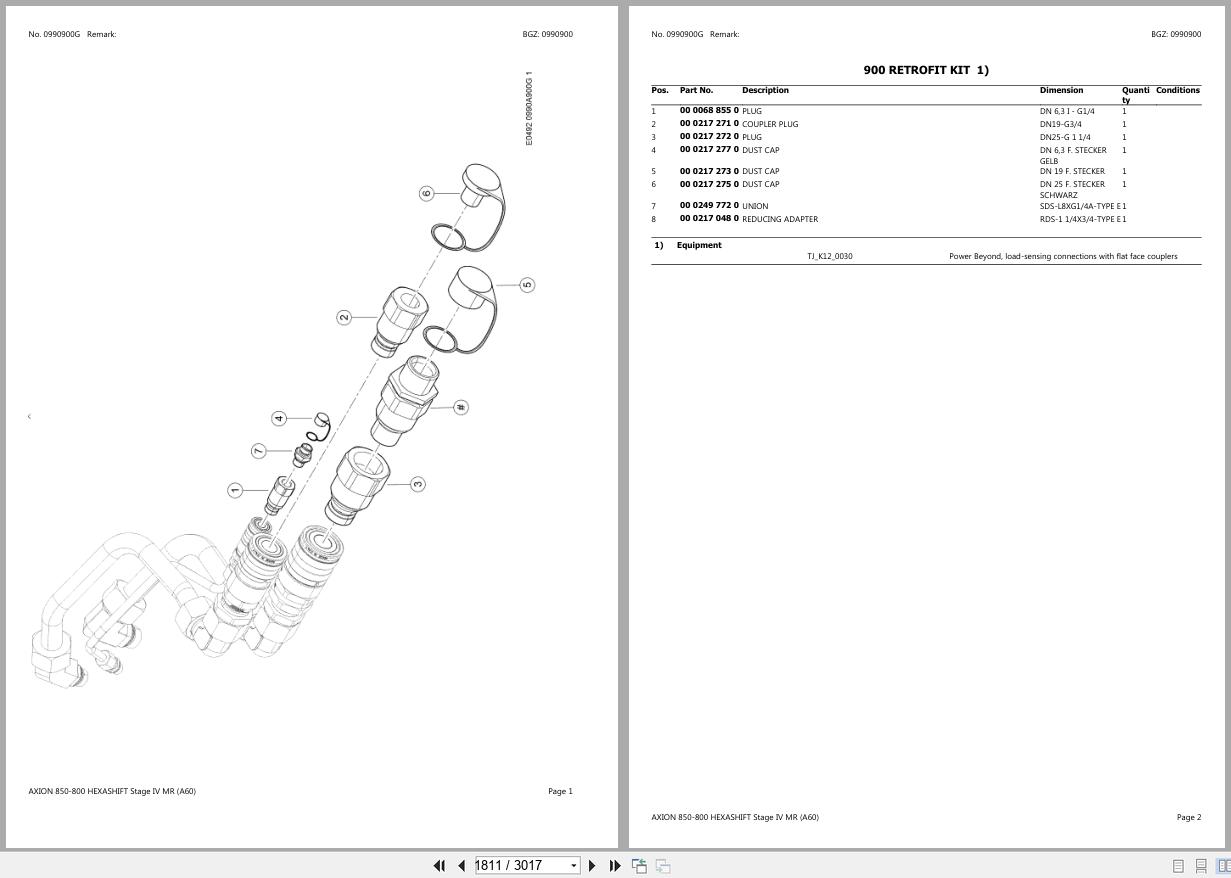 CLAAS AXION 850 800 HEXASHIFT Stage IV MR A6000050 A6099999 Spare Parts Catalog (2)