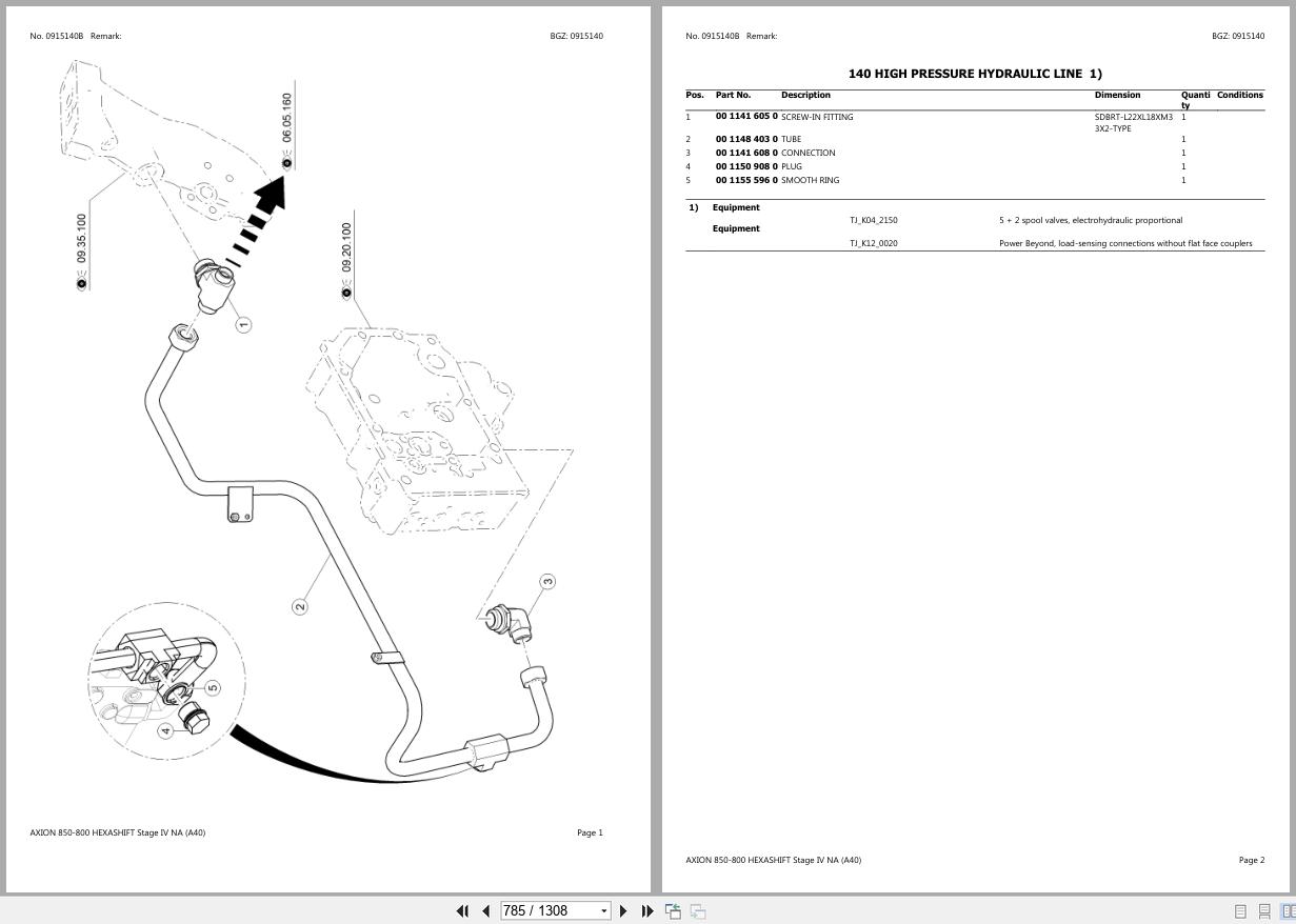 CLAAS AXION 850 800 HEXASHIFT Stage IV NA A4000040 A409999 Spare Parts Catalog (2)