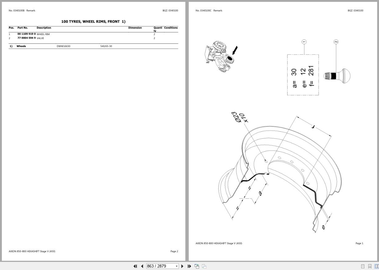 CLAAS AXION 850 800 HEXASHIFT Stage V A50 A5000020 A509999 Spare Parts Catalog (2)