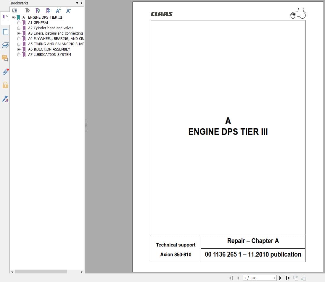 CLAAS AXION 850 810 (A09) Assembly Operators Repair Technical Manual (3)