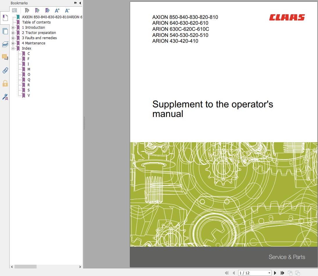 CLAAS AXION 850 810 HEXASHIFT (A30) Assembly Operators Repair Technical Manual (2)