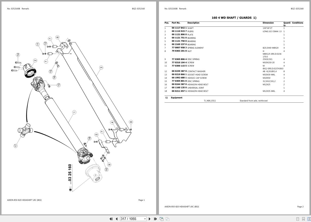 CLAAS AXION 850 820 HEXASHIFT LRC B0200011 B0209999 Spare Parts Catalog (2)