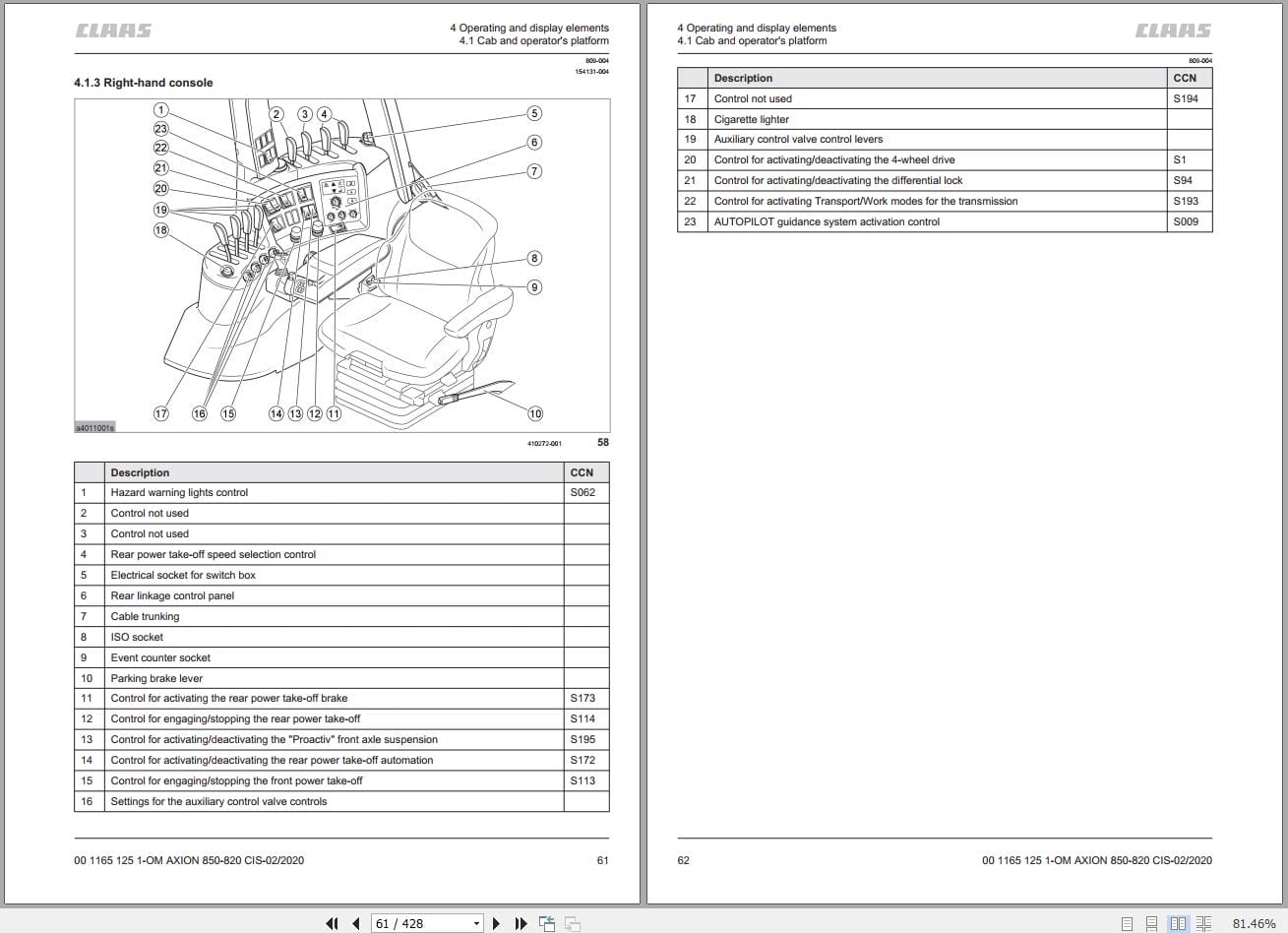 CLAAS AXION 850 820 NRC (B02) Assembly Operators Technical Manual (4)