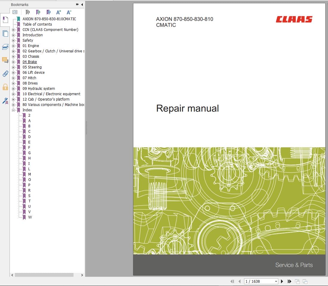 CLAAS AXION 880 810 CMATIC Stage V (A51) Assembly Operators Repair Technical Manual (2)