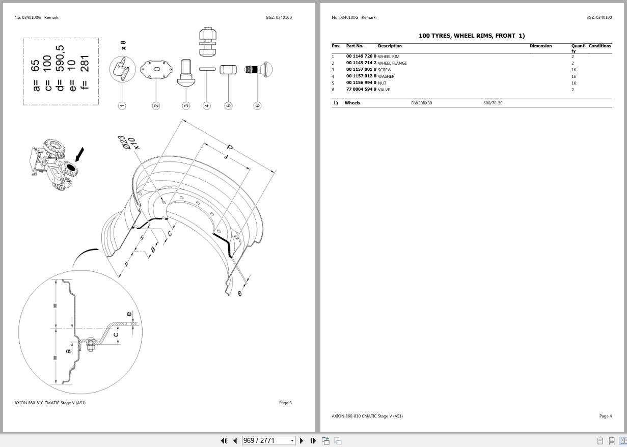 CLAAS AXION 880 810 CMATIC Stage V A5100020 A5109999 Spare Parts Catalog (2)