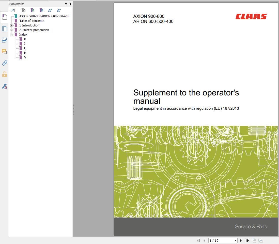 CLAAS AXION 950 920 NRC (B06) Assembly Operators Technical Manual (2)