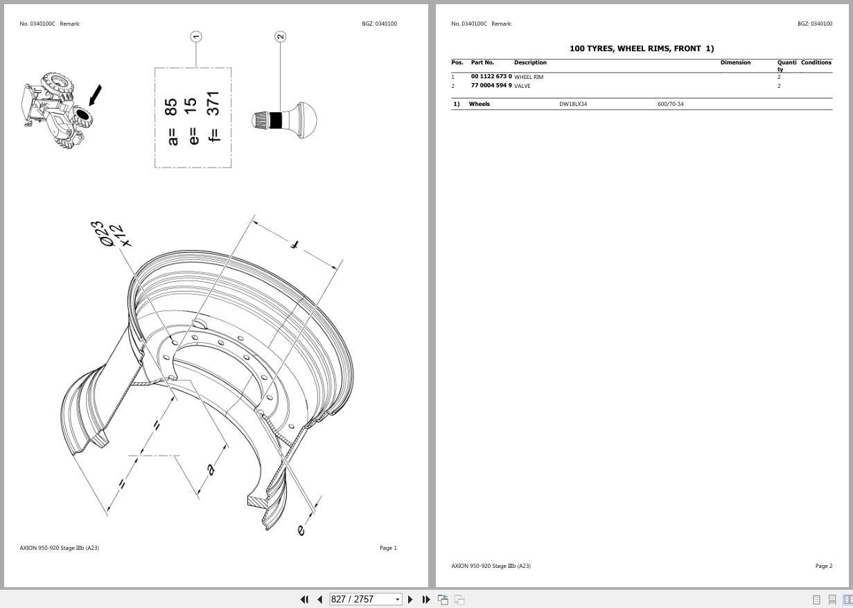 CLAAS AXION 950 920 Stage IIIb A2300010 A2399999 Spare Parts Catalog (2)