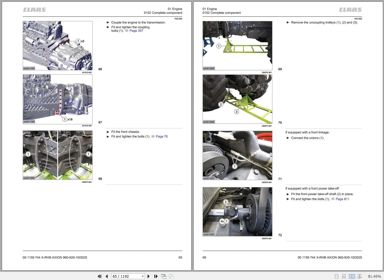 CLAAS AXION 960 920 (A44) Assembly Operators Repair Technical Manual (4)