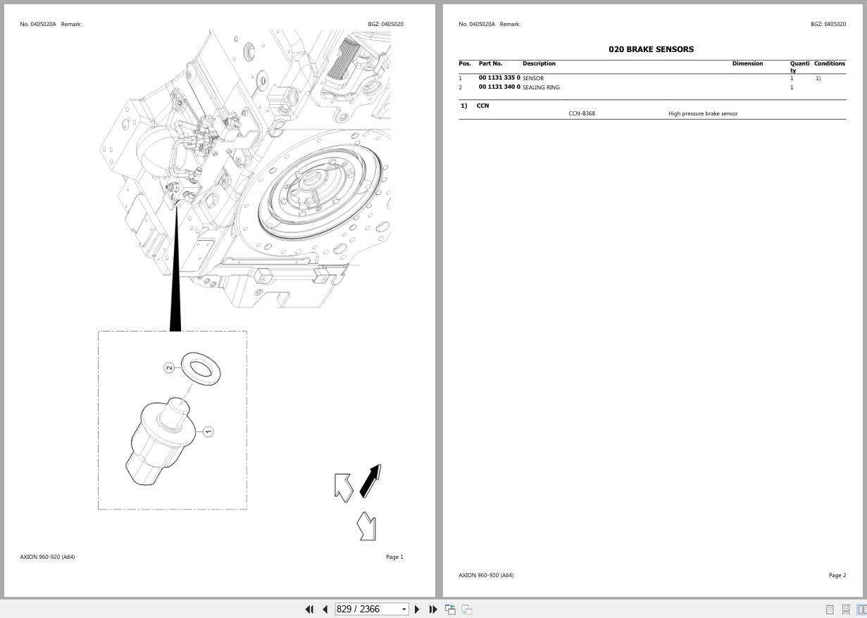 CLAAS AXION 960 920 A64 A6400010 A6409999 Spare Parts Catalog (2)
