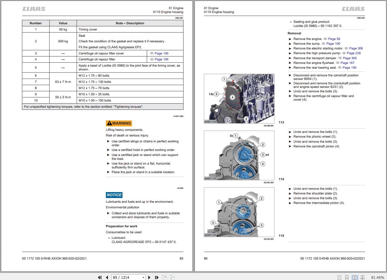CLAAS AXION 960 920 (A64) Assembly Operators Repair Technical Manual (4)