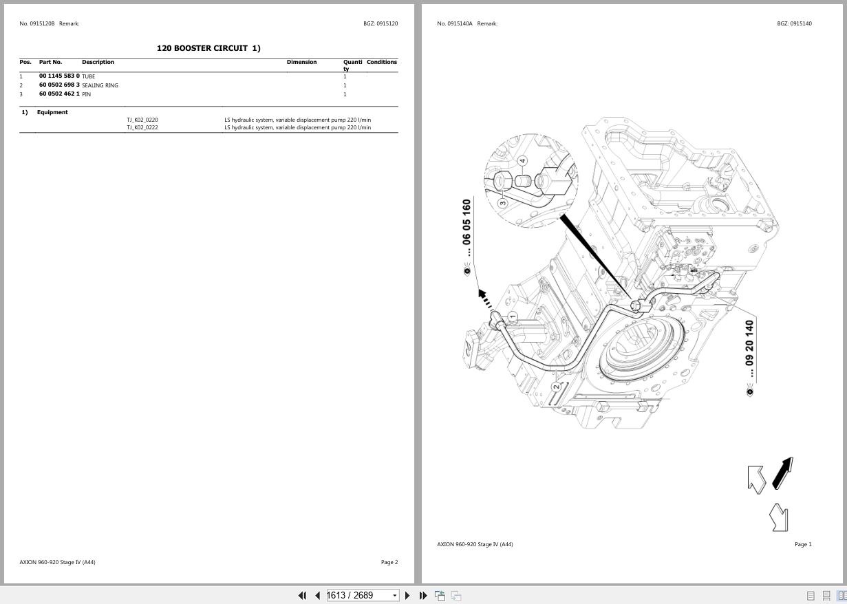 CLAAS AXION 960 920 Stage IV A4400010 A4409999 Spare Parts Catalog (2)