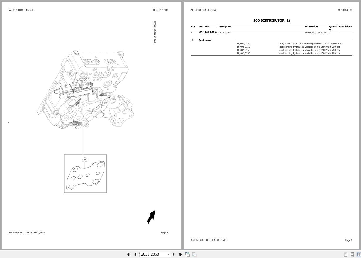 CLAAS AXION 960 930 TERRATRAC A42 A4200050 A4209999 Spare Parts Catalog (2)
