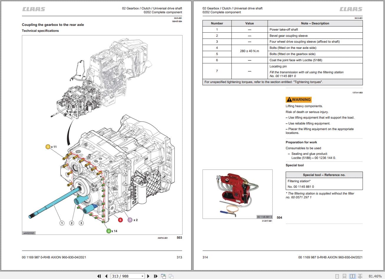 CLAAS AXION 960 930 TERRATRAC (A42) Assembly Operators Repair Technical Manual (4)