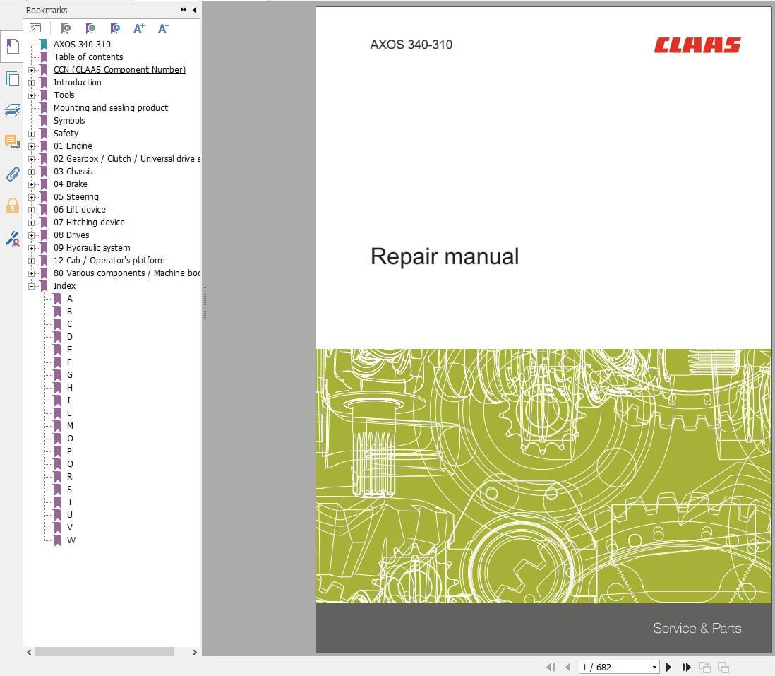 CLAAS AXOS 340 310 (A22) Assembly Operators Repair Technical Manual (2)
