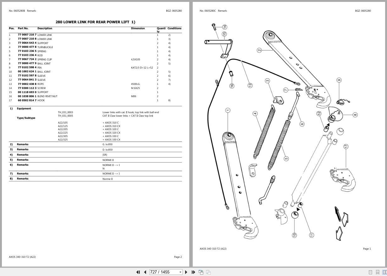 CLAAS AXOS 340 310 T2 A2220000 A2299999 Spare Parts Catalog (2)