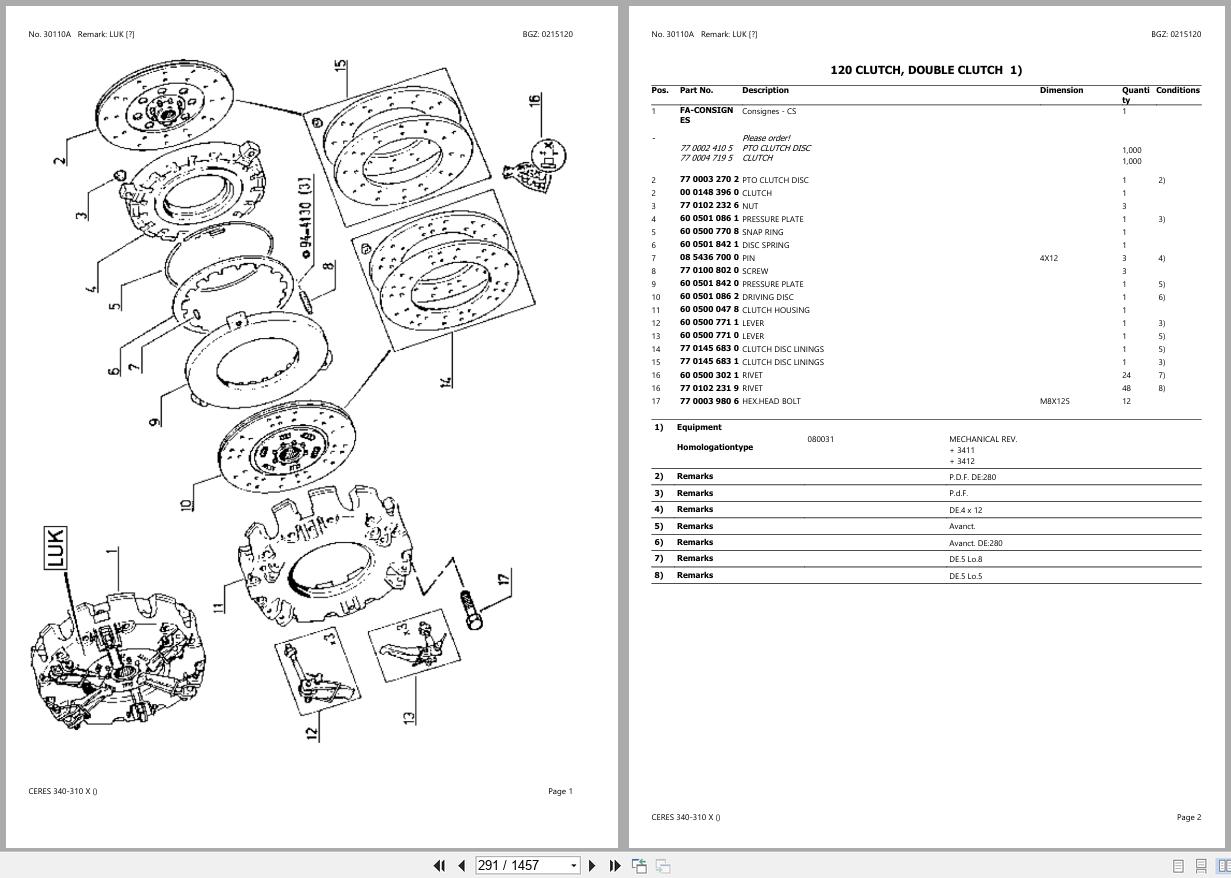 CLAAS CERES 340 310 X CT42F2556 CT42F4267 Spare Parts Catalog (2)