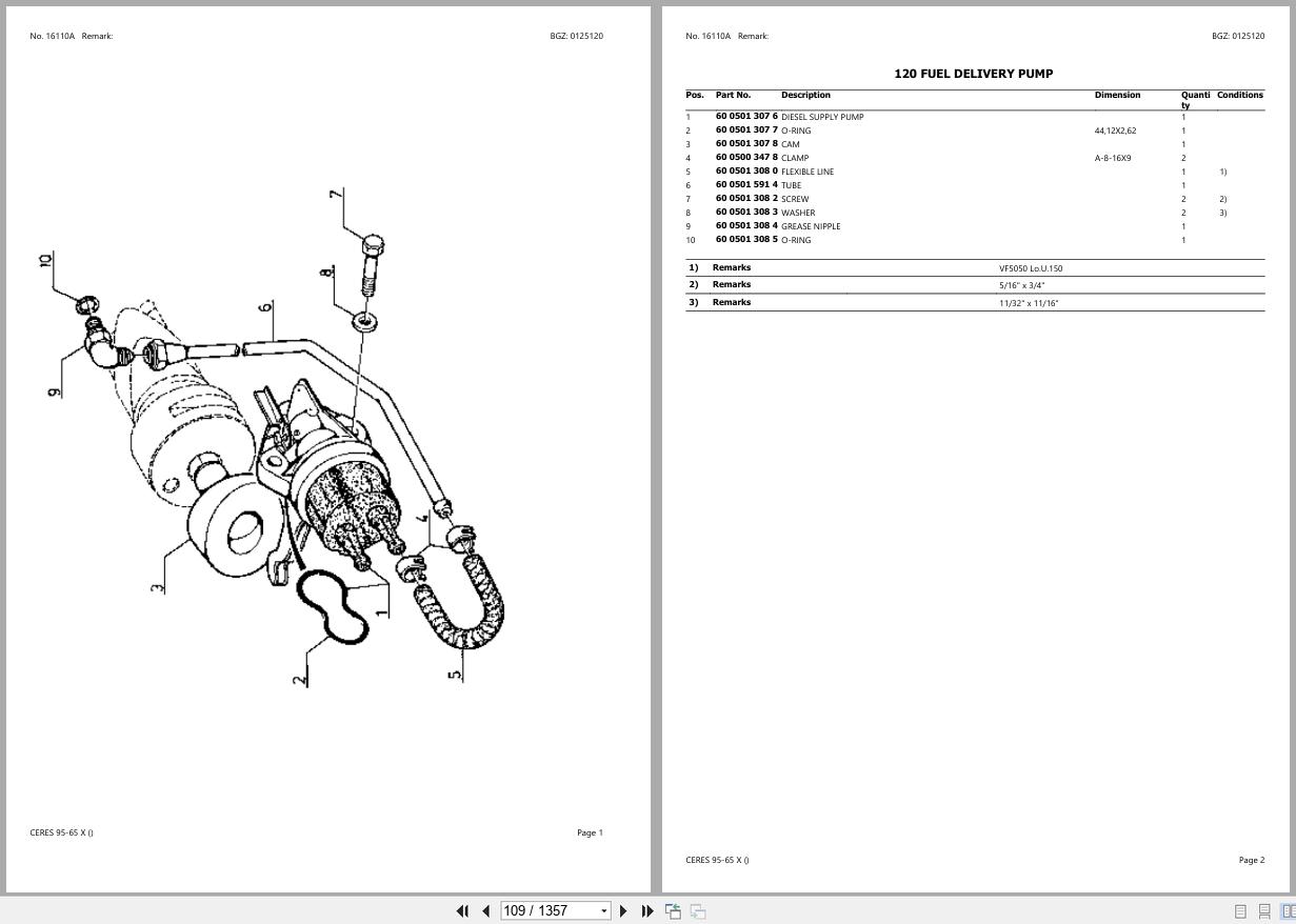 CLAAS CERES 95 65 X CT71F0050 CT71F0104 Spare Parts Catalog (2)