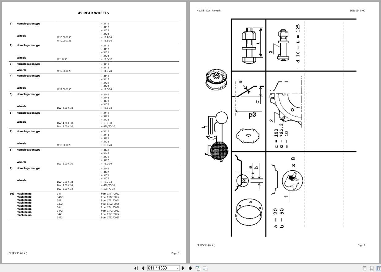 CLAAS CERES 95 65 X CT72F0050 CT72F2886 Spare Parts Catalog (2)
