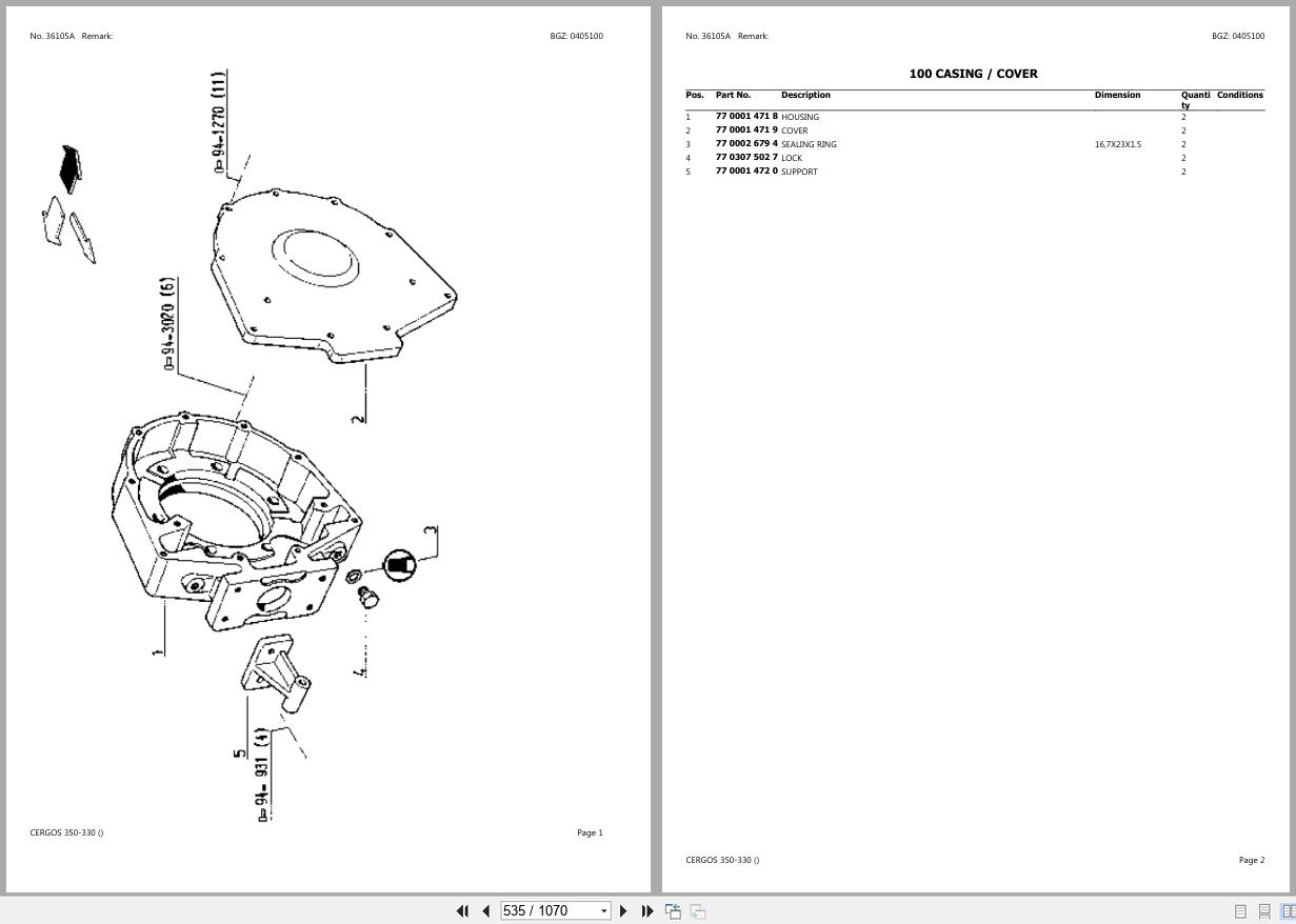 CLAAS CERGOS 350 330 CT32G0050 CT32G1191 Spare Parts Catalog (2)