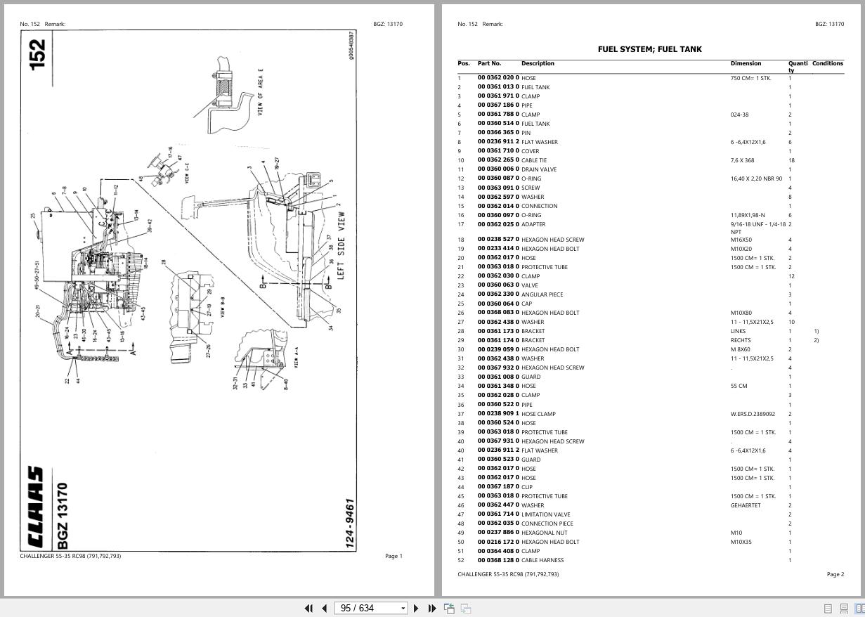 CLAAS CHALLENGER 55 35 RC98 79201001 79202199 Spare Parts Catalog (2)