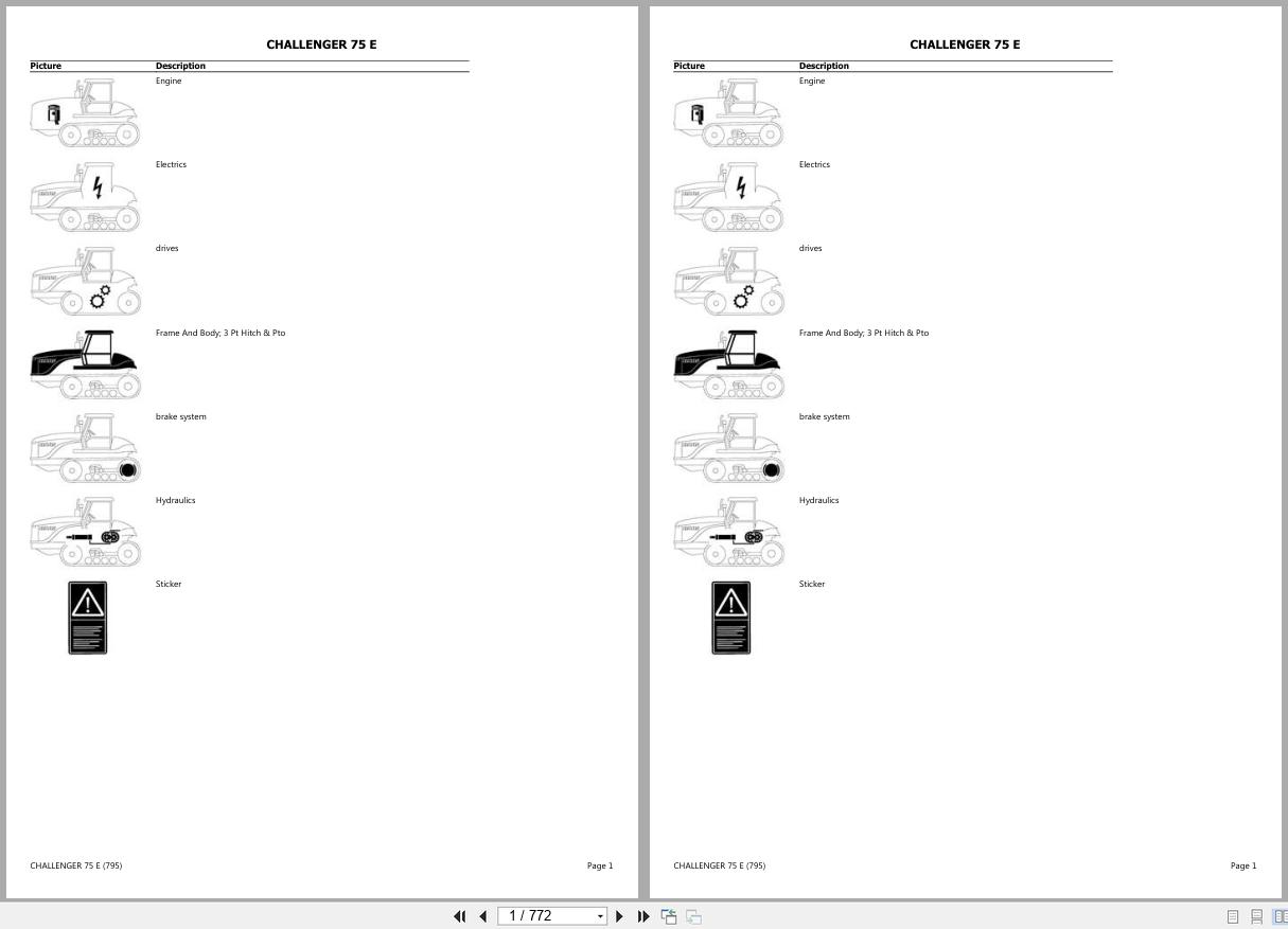 CLAAS CHALLENGER 75 E 79500001 79599999 Spare Parts Catalog (1)