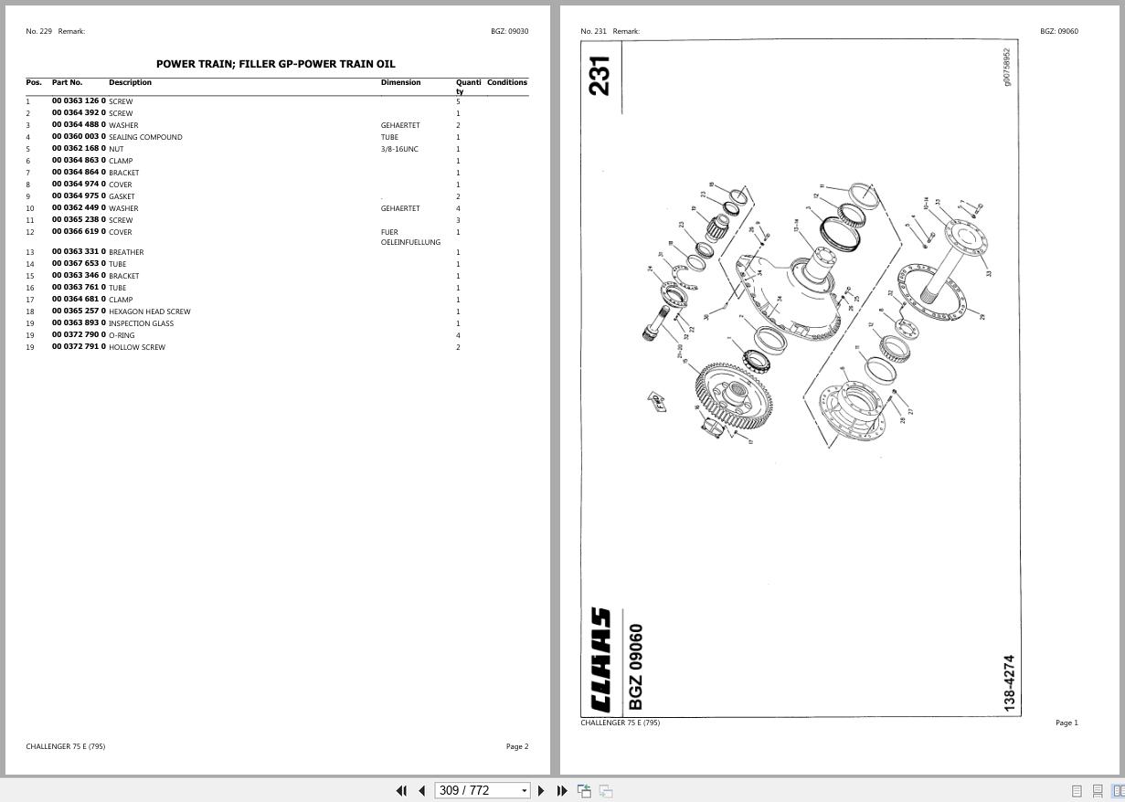 CLAAS CHALLENGER 75 E 79500001 79599999 Spare Parts Catalog (2)
