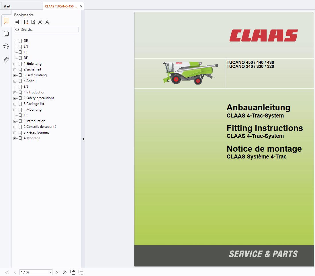 CLAAS Combine TUCANO 430 420 (838) Assembly Instruction
