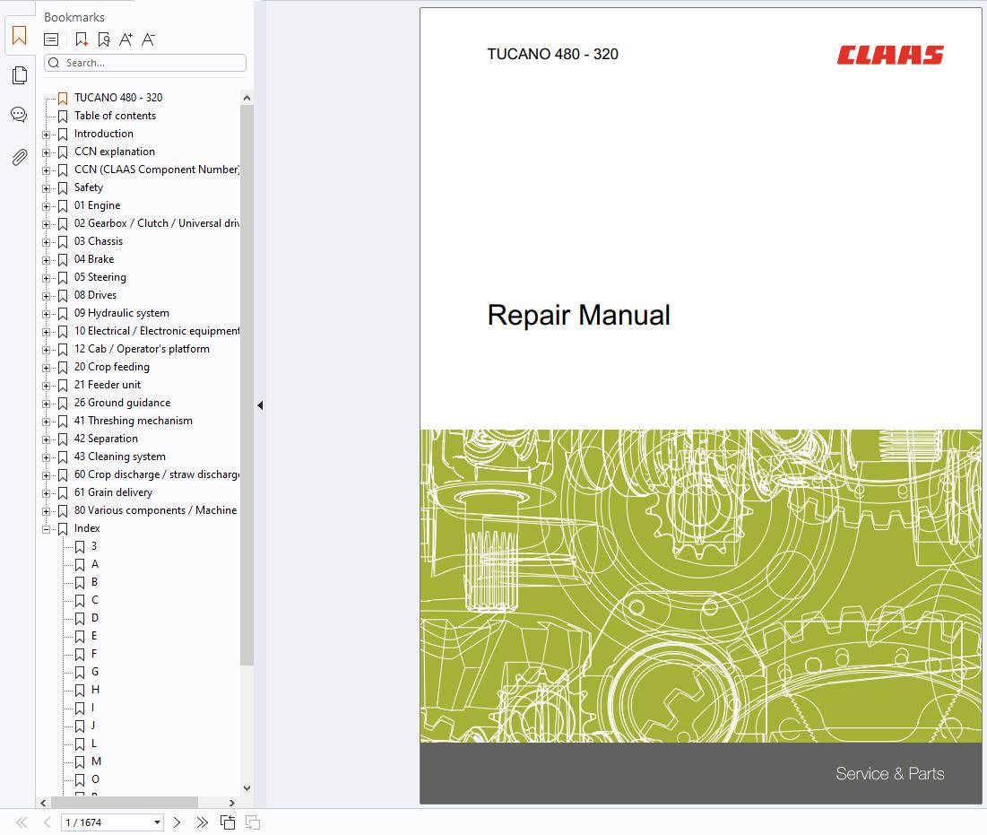 CLAAS Combine TUCANO 430 420 (838) Repair Manual