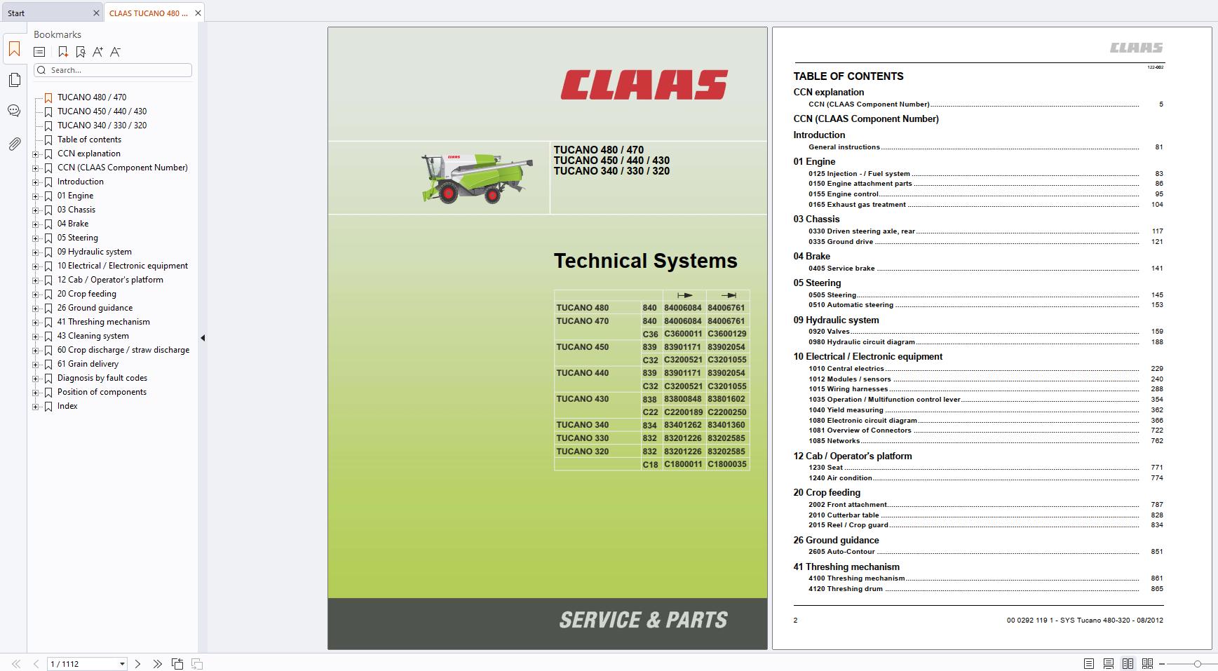 CLAAS Combine TUCANO 430 420 (838) Technical System