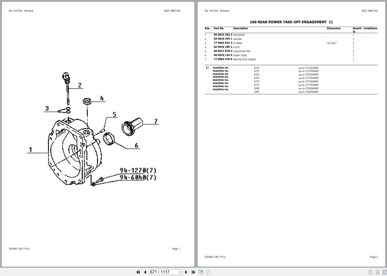 CLAAS DIONIS 140 110 CT85D3000 CT85D5999 Spare Parts Catalog (2)