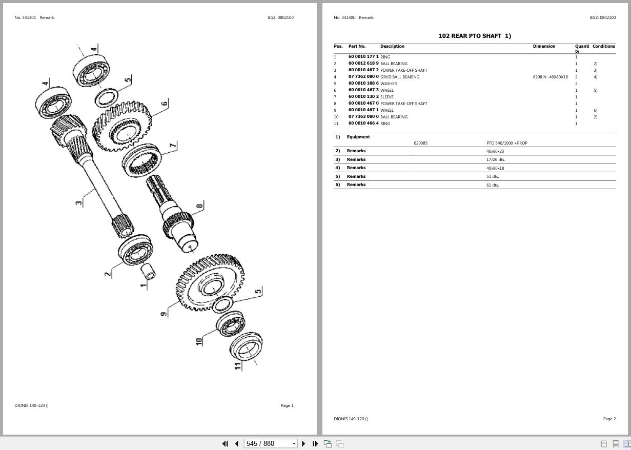 CLAAS DIONIS 140 120 CT55D6000 CT55D9999 Spare Parts Catalog (2)