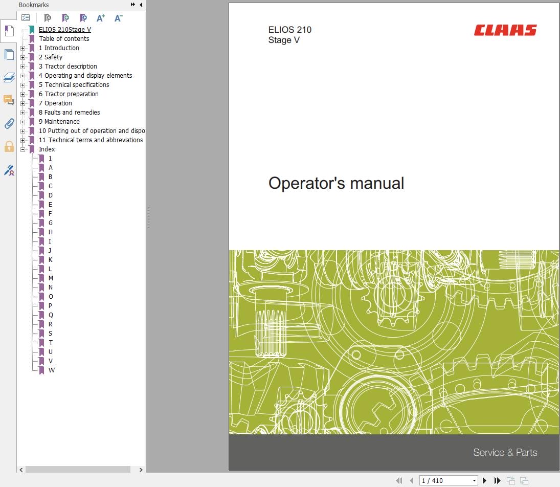 CLAAS ELIOS 240 210 Stage V (A68) Assembly Operators Repair Technical Manual (3)