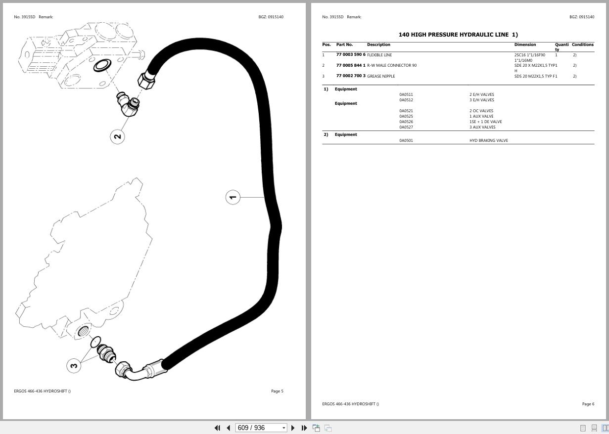 CLAAS ERGOS 466 436 HYDROSHIFT CT03G3001 CT03G9999 Spare Parts Catalog (2)