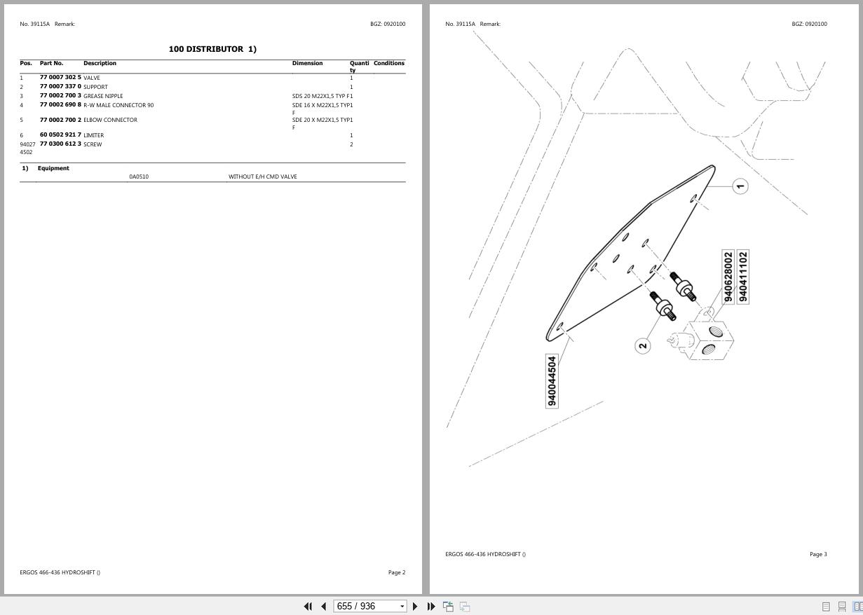 CLAAS ERGOS 466 436 HYDROSHIFT CT04G3001 CT04G9999 Spare Parts Catalog (2)