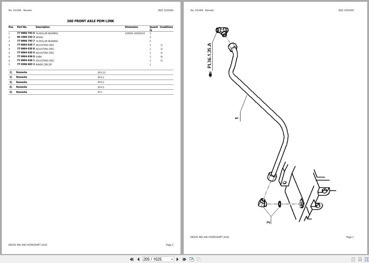 CLAAS ERGOS 466 446 HYDROSHIFT A10 A1000100 A1099999 Spare Parts Catalog (2)