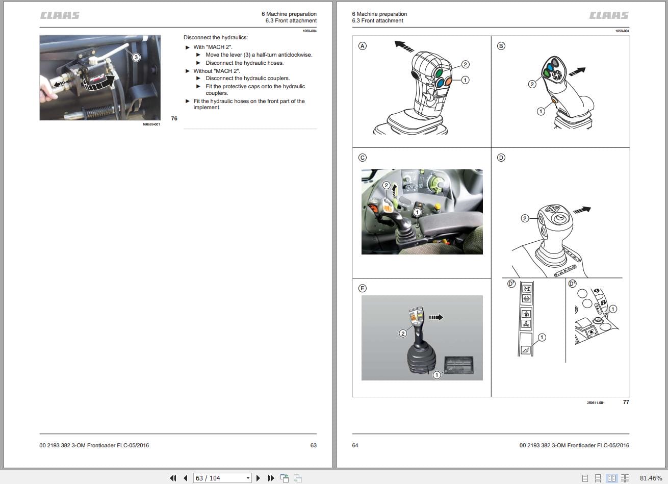 CLAAS FRONT LOADER 140C 40 C (B90) Operators Technical Manual (4)