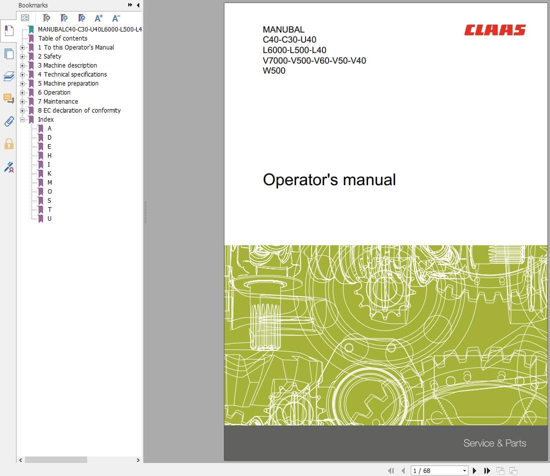 CLAAS FRONT LOADER 80 120 (X04) Assembly Operators Technical Manual (3)